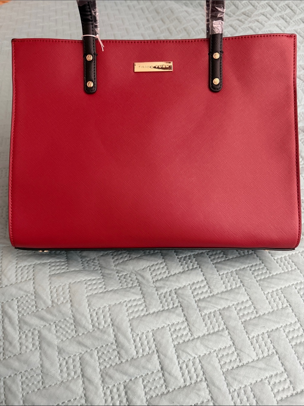 Trina Turk Color Block Tote Bag with Black Handles